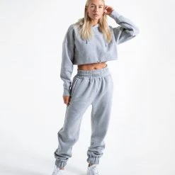 BOXRAW Women Johnson Cropped Hoodie - Grey Clothing