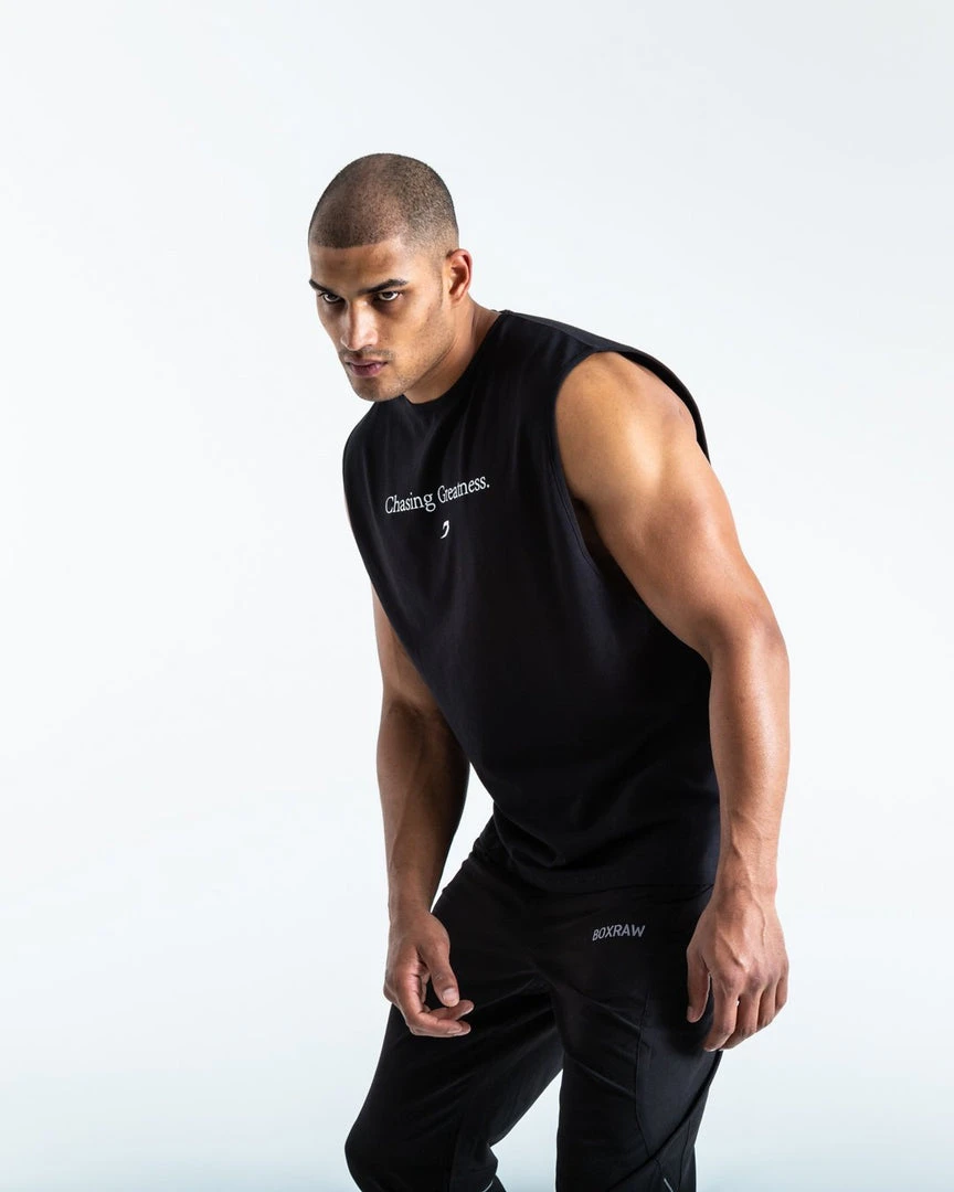 BOXRAW Men Chasing Greatness Muscle Tank - Black 3 BOXRAW Men Chasing Greatness Muscle Tank - Black
