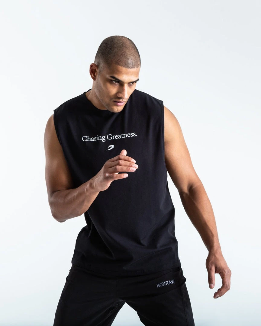 BOXRAW Men Chasing Greatness Muscle Tank - Black 1 BOXRAW Men Chasing Greatness Muscle Tank - Black