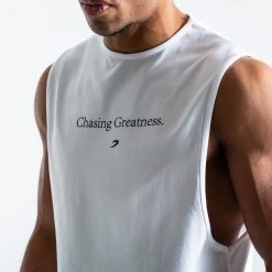BOXRAW Men Chasing Greatness Muscle Tank - White Clothing 15 BOXRAW Men Chasing Greatness Muscle Tank - White Clothing