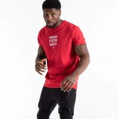 BOXRAW Men Clothing HRDR FSTR SMTR T-Shirt - Red 8 BOXRAW Men Clothing HRDR FSTR SMTR T-Shirt - Red