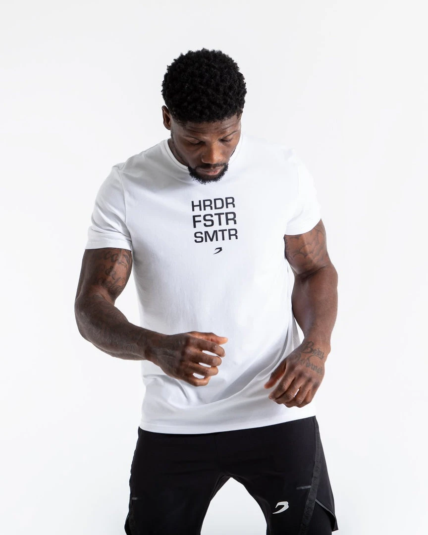 BOXRAW Men HRDR FSTR SMTR T-Shirt - White Clothing 4 BOXRAW Men HRDR FSTR SMTR T-Shirt - White Clothing
