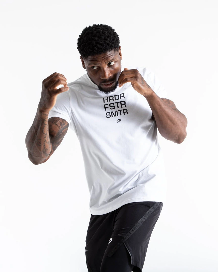 BOXRAW Men HRDR FSTR SMTR T-Shirt - White Clothing 3 BOXRAW Men HRDR FSTR SMTR T-Shirt - White Clothing