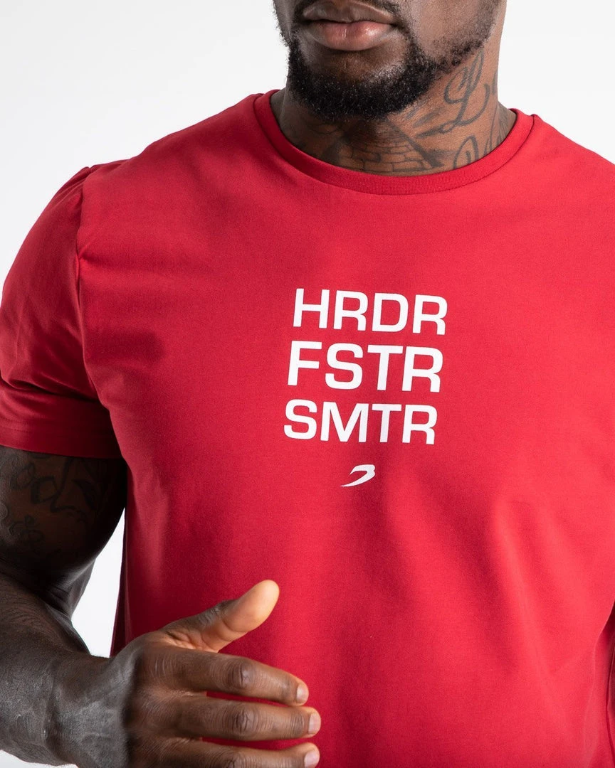 BOXRAW Men Clothing HRDR FSTR SMTR T-Shirt - Red 6 BOXRAW Men Clothing HRDR FSTR SMTR T-Shirt - Red