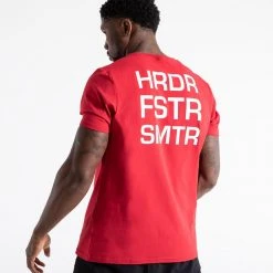 BOXRAW Men Clothing HRDR FSTR SMTR T-Shirt - Red 10 BOXRAW Men Clothing HRDR FSTR SMTR T-Shirt - Red