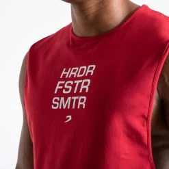 BOXRAW Men HRDR FSTR SMTR Muscle Tank - Red Clothing 11 BOXRAW Men HRDR FSTR SMTR Muscle Tank - Red Clothing