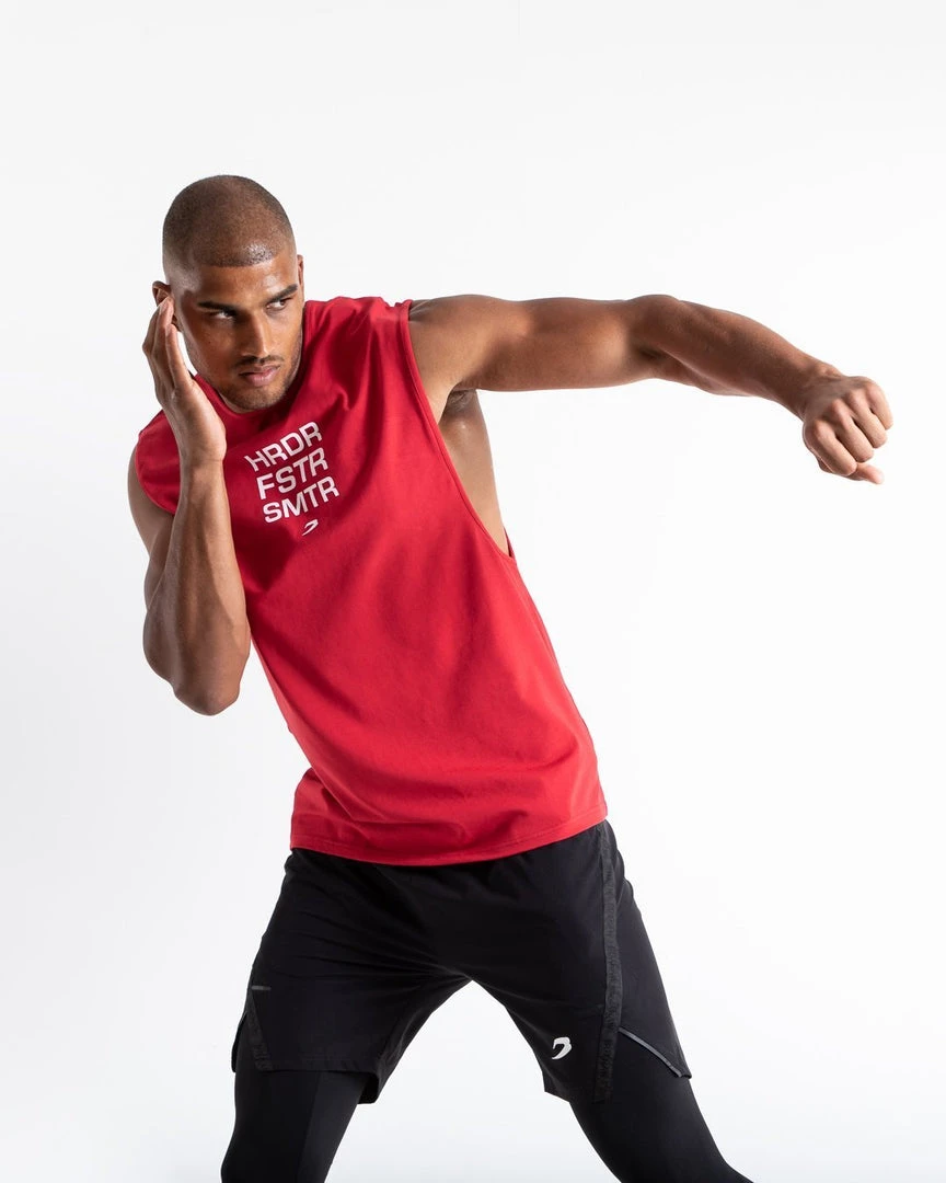 BOXRAW Men HRDR FSTR SMTR Muscle Tank - Red Clothing 3 BOXRAW Men HRDR FSTR SMTR Muscle Tank - Red Clothing