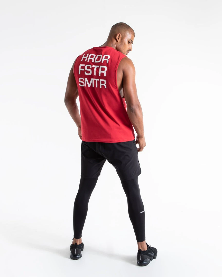 BOXRAW Men HRDR FSTR SMTR Muscle Tank - Red Clothing 2 BOXRAW Men HRDR FSTR SMTR Muscle Tank - Red Clothing