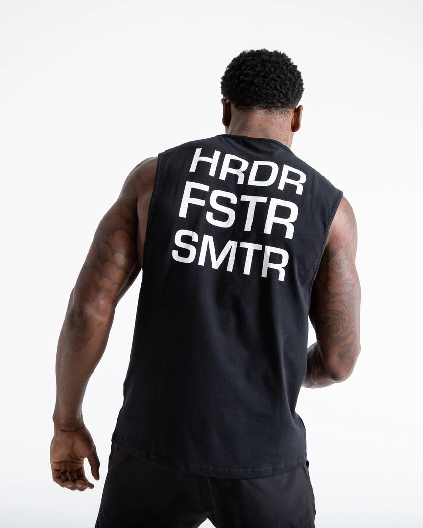 BOXRAW Men Clothing HRDR FSTR SMTR Muscle Tank - Black 5 BOXRAW Men Clothing HRDR FSTR SMTR Muscle Tank - Black
