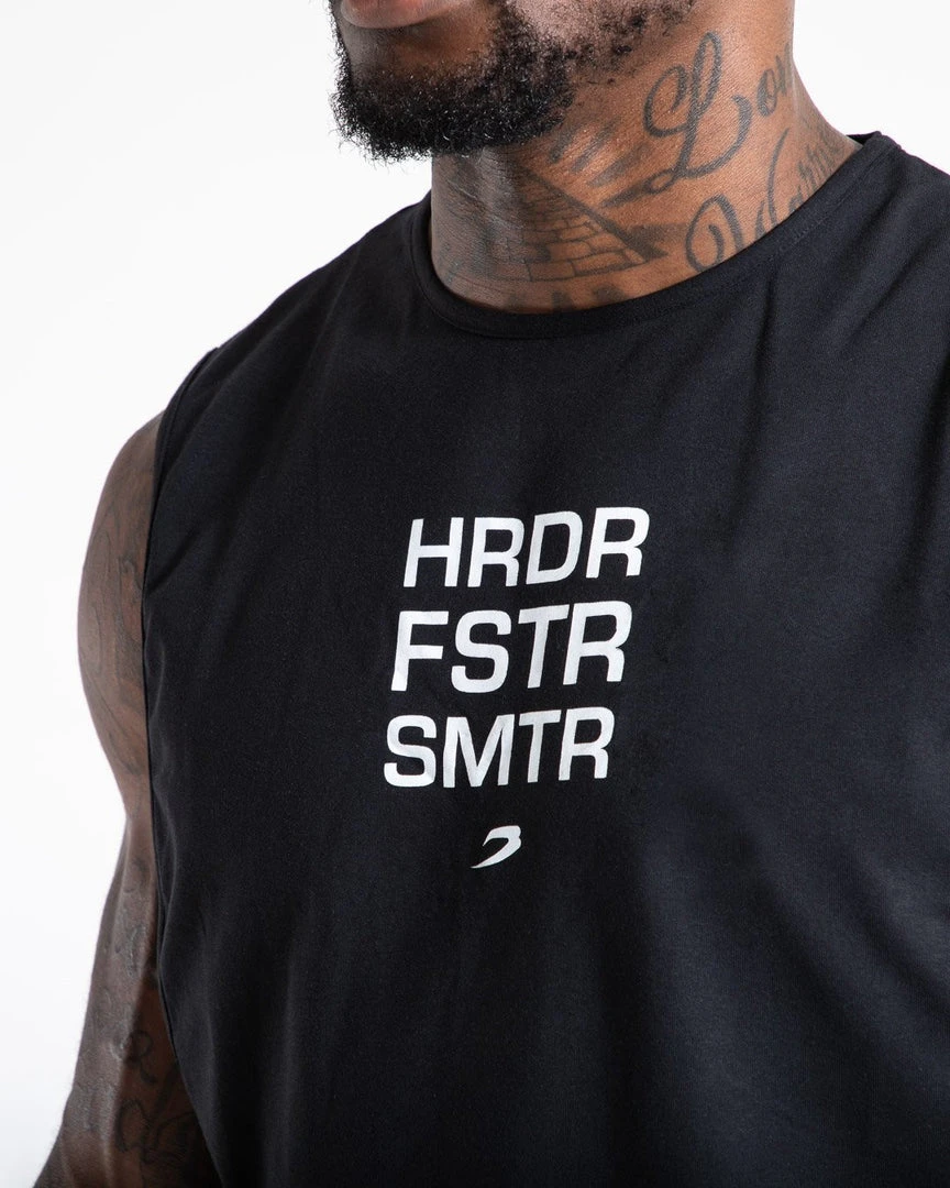 BOXRAW Men Clothing HRDR FSTR SMTR Muscle Tank - Black 6 BOXRAW Men Clothing HRDR FSTR SMTR Muscle Tank - Black