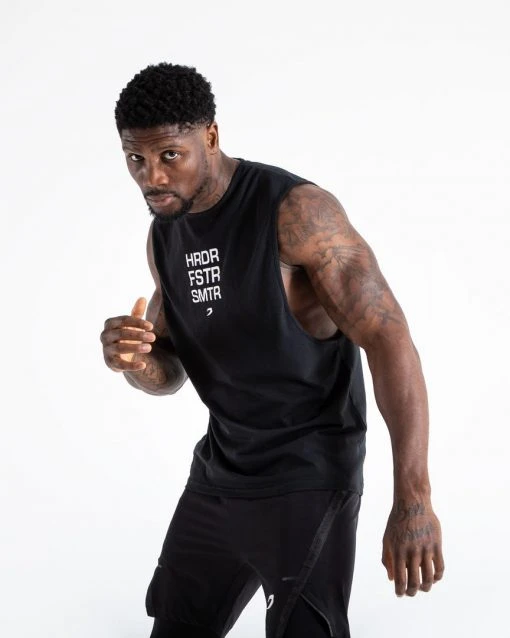 BOXRAW Men Clothing HRDR FSTR SMTR Muscle Tank - Black 6 BOXRAW Men Clothing HRDR FSTR SMTR Muscle Tank - Black
