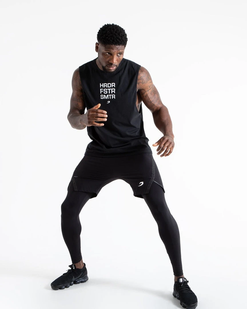 BOXRAW Men Clothing HRDR FSTR SMTR Muscle Tank - Black 2 BOXRAW Men Clothing HRDR FSTR SMTR Muscle Tank - Black