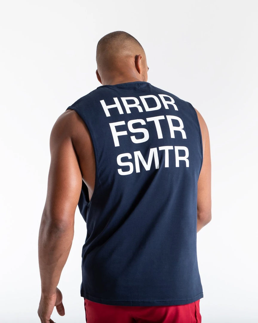BOXRAW Men Clothing HRDR FSTR SMTR Muscle Tank - Navy 5 BOXRAW Men Clothing HRDR FSTR SMTR Muscle Tank - Navy