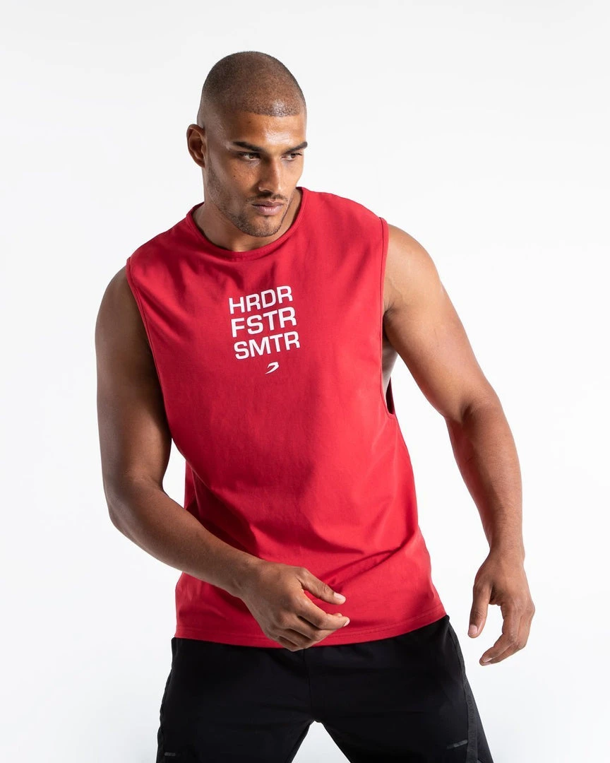 BOXRAW Men HRDR FSTR SMTR Muscle Tank - Red Clothing 1 BOXRAW Men HRDR FSTR SMTR Muscle Tank - Red Clothing