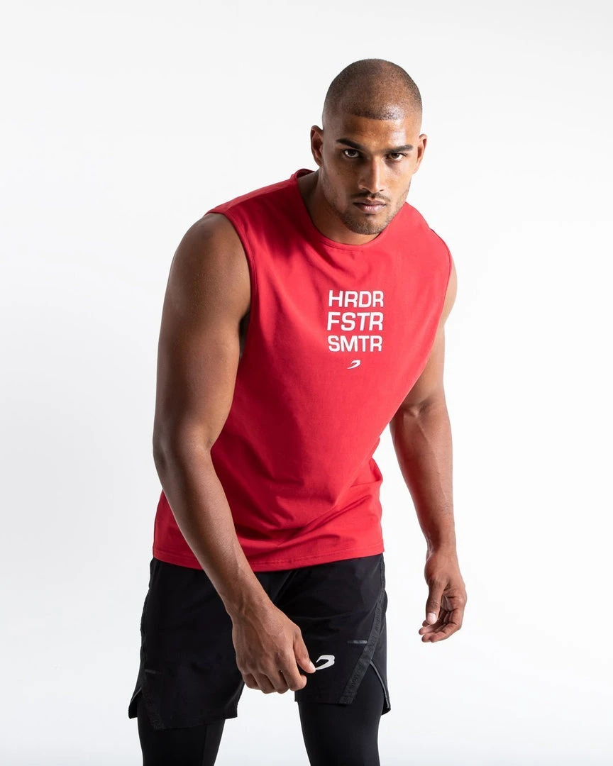 BOXRAW Men HRDR FSTR SMTR Muscle Tank - Red Clothing 4 BOXRAW Men HRDR FSTR SMTR Muscle Tank - Red Clothing
