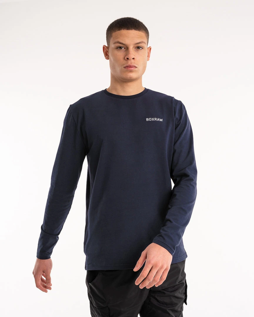BOXRAW Men BOXRAW Long Sleeve T-Shirt - Navy Clothing 1 BOXRAW Men BOXRAW Long Sleeve T-Shirt - Navy Clothing