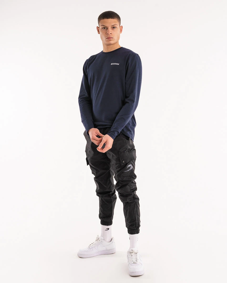 BOXRAW Men BOXRAW Long Sleeve T-Shirt - Navy Clothing 2 BOXRAW Men BOXRAW Long Sleeve T-Shirt - Navy Clothing