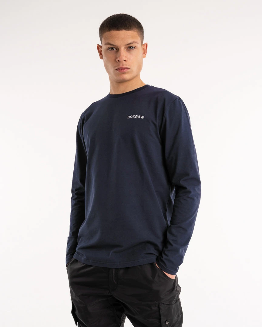 BOXRAW Men BOXRAW Long Sleeve T-Shirt - Navy Clothing 3 BOXRAW Men BOXRAW Long Sleeve T-Shirt - Navy Clothing