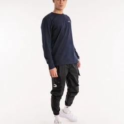 BOXRAW Men BOXRAW Long Sleeve T-Shirt - Navy Clothing 11 BOXRAW Men BOXRAW Long Sleeve T-Shirt - Navy Clothing