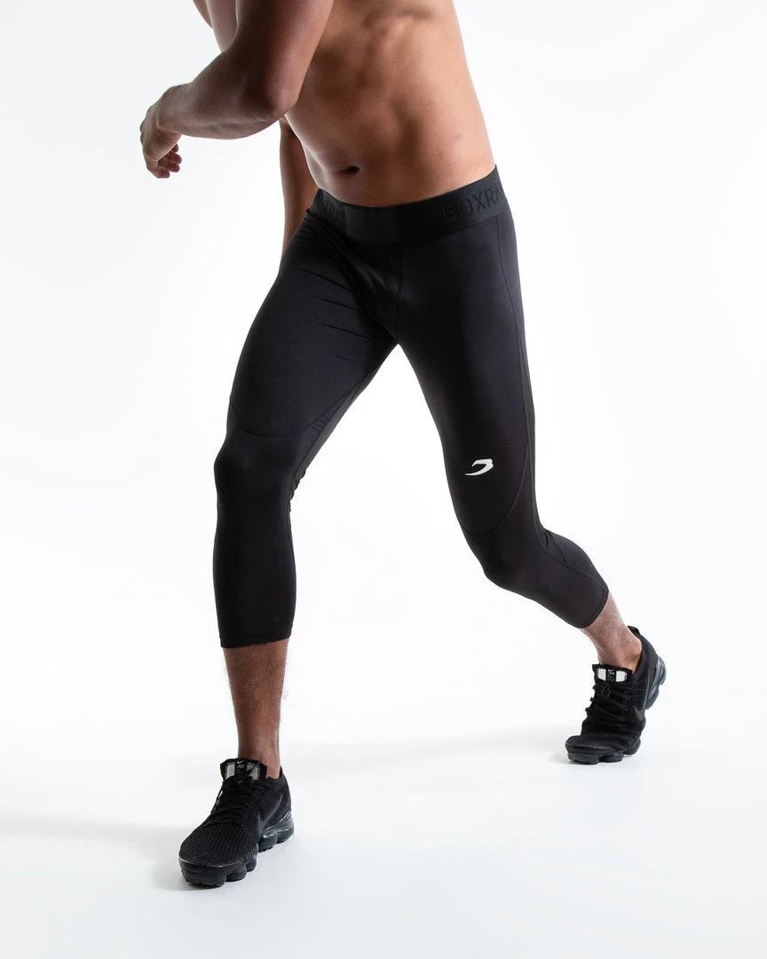 BOXRAW Men Saddler Compression 3/4 Leggings - Black Shorts 4 BOXRAW Men Saddler Compression 3/4 Leggings - Black Shorts