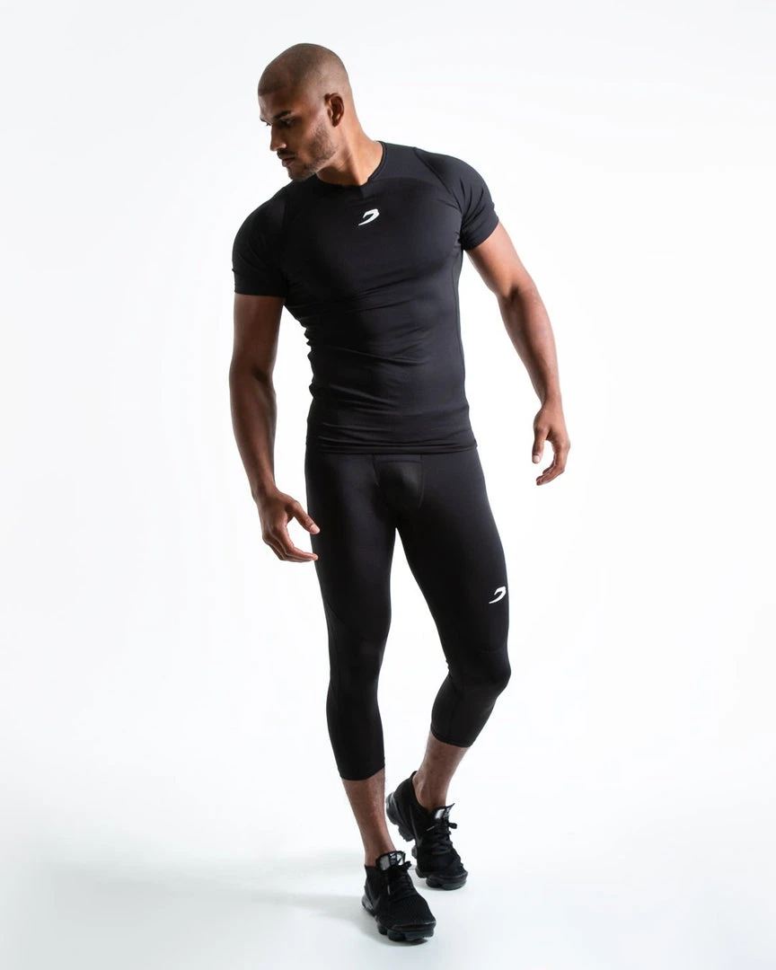 BOXRAW Men Saddler Compression 3/4 Leggings - Black Shorts 2 BOXRAW Men Saddler Compression 3/4 Leggings - Black Shorts