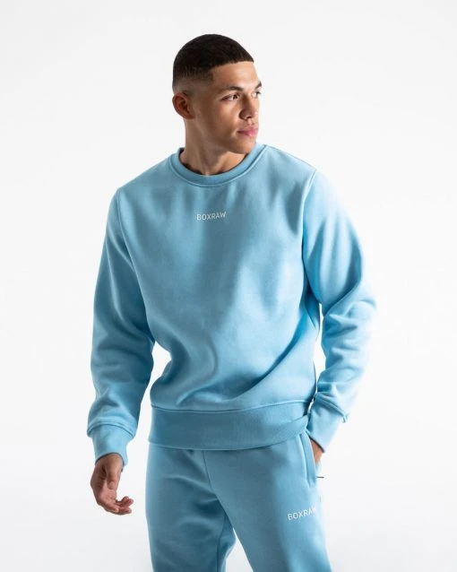 BOXRAW Men Johnson Sweatshirt - Baby Blue 3 BOXRAW Men Johnson Sweatshirt - Baby Blue