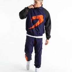 BOXRAW Men Walker Track Jacket - Black/Navy/Orange Clothing
