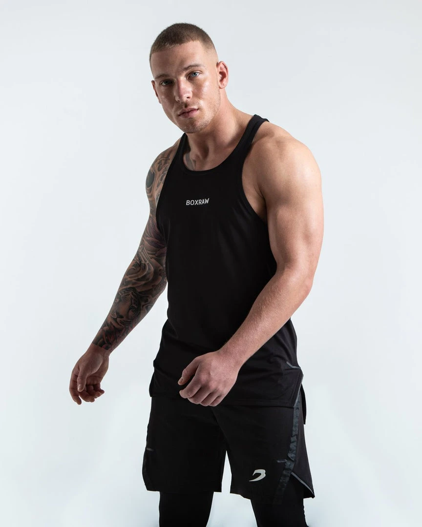 BOXRAW Men SMRT-TEC Stringer Tank - Black Clothing 1 BOXRAW Men SMRT-TEC Stringer Tank - Black Clothing