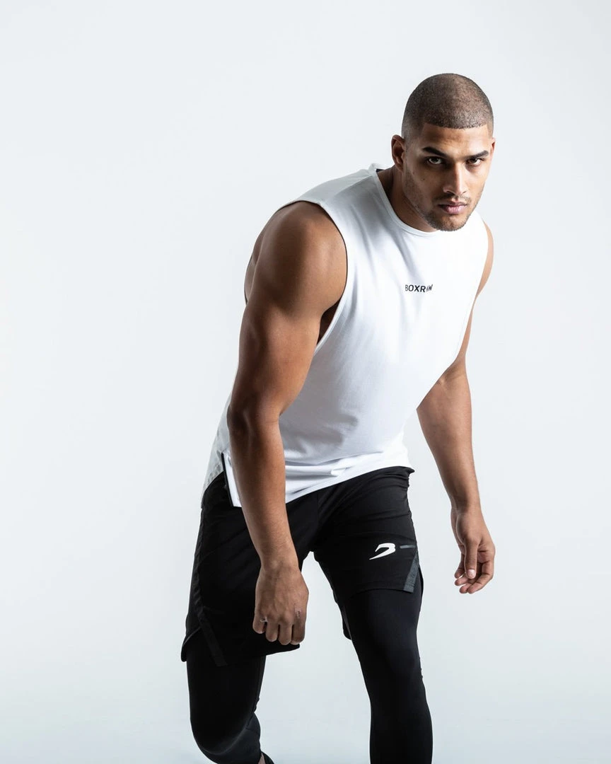 BOXRAW Men Boxing Essentials SMRT-TEC Muscle Tank - White 4 BOXRAW Men Boxing Essentials SMRT-TEC Muscle Tank - White