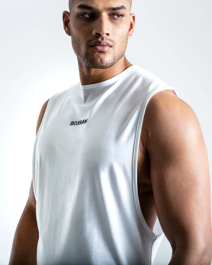 BOXRAW Men Boxing Essentials SMRT-TEC Muscle Tank - White 5 BOXRAW Men Boxing Essentials SMRT-TEC Muscle Tank - White