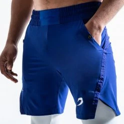 BOXRAW Men Pep Shorts (2-In-1 Training Tights) - Blue/White 15 BOXRAW Men Pep Shorts (2-In-1 Training Tights) - Blue/White