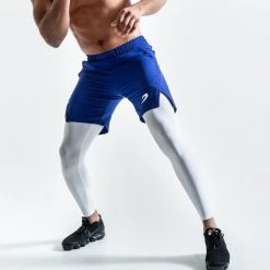 BOXRAW Men Pep Shorts (2-In-1 Training Tights) - Blue/White 12 BOXRAW Men Pep Shorts (2-In-1 Training Tights) - Blue/White