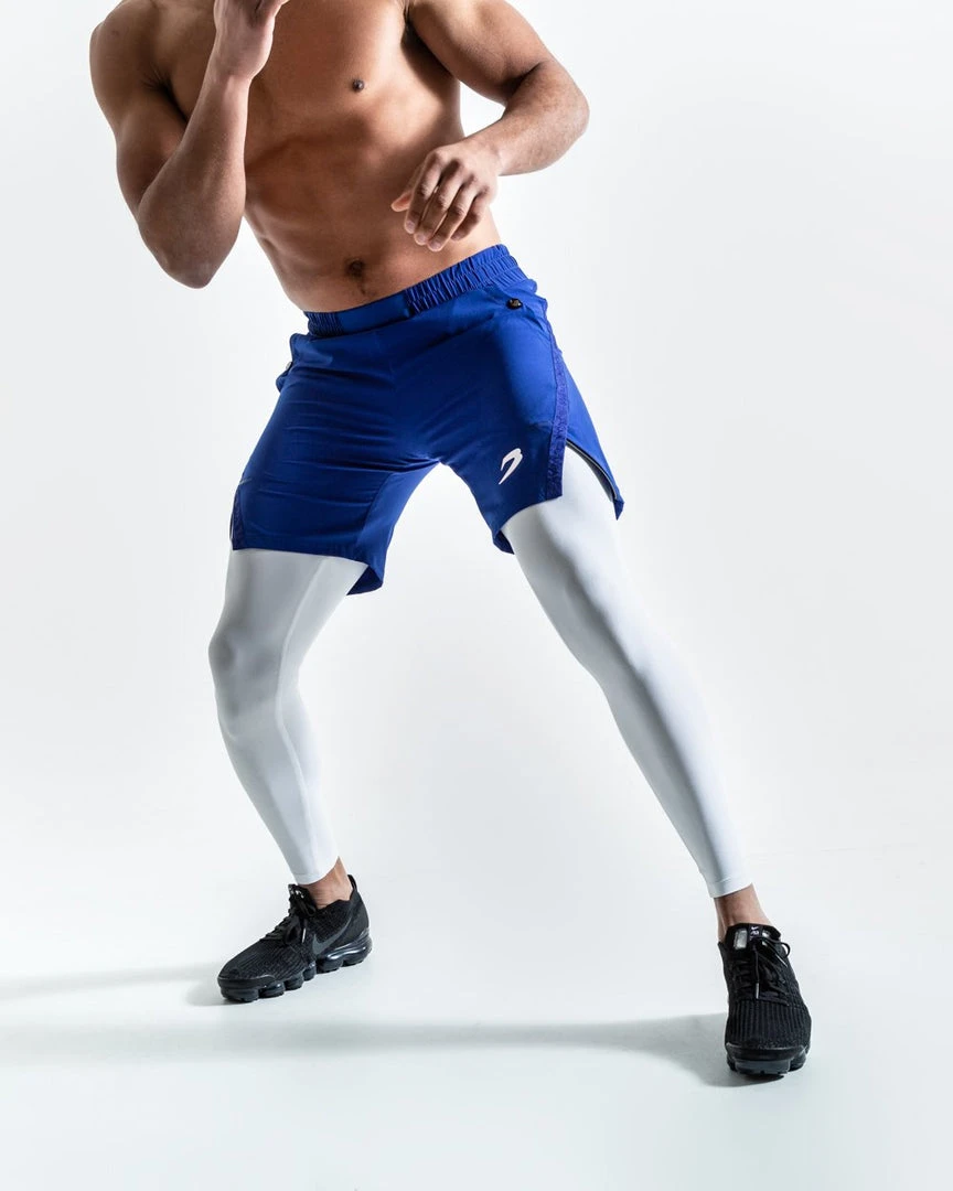 BOXRAW Men Pep Shorts (2-In-1 Training Tights) - Blue/White 3 BOXRAW Men Pep Shorts (2-In-1 Training Tights) - Blue/White