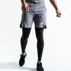BOXRAW Men Pep Shorts (2-In-1 Training Tights) - Grey/Black