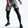 BOXRAW Men Pep Shorts (2-In-1 Training Tights) - Grey/Black