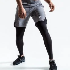 BOXRAW Men Pep Shorts (2-In-1 Training Tights) - Grey/Black