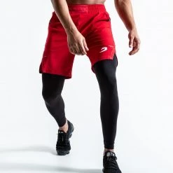 BOXRAW Men Best Sellers Pep Shorts (2-In-1 Training Tights) - Red/Black 12 BOXRAW Men Best Sellers Pep Shorts (2-In-1 Training Tights) - Red/Black