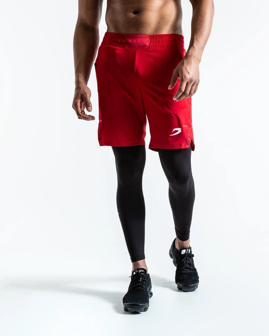 BOXRAW Men Best Sellers Pep Shorts (2-In-1 Training Tights) - Red/Black 1 BOXRAW Men Best Sellers Pep Shorts (2-In-1 Training Tights) - Red/Black