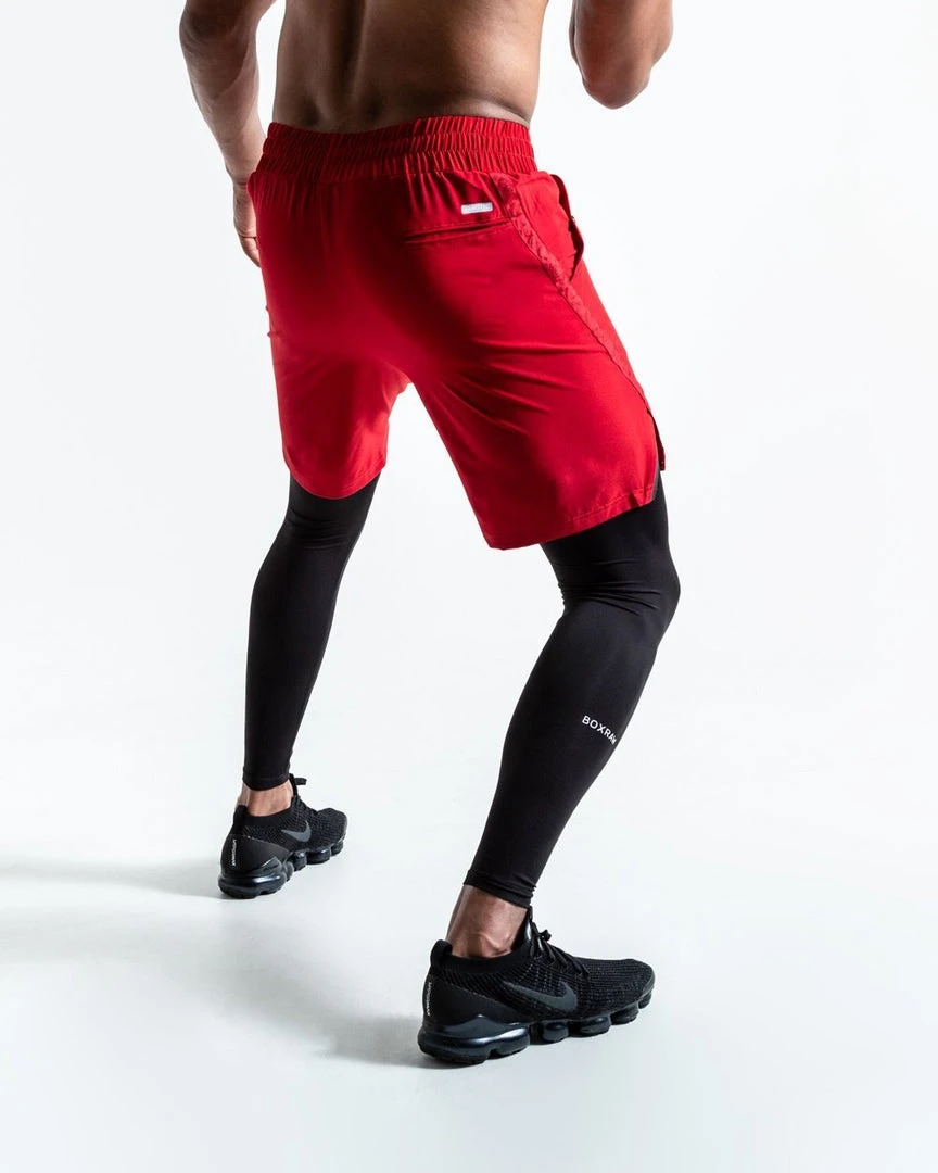 BOXRAW Men Best Sellers Pep Shorts (2-In-1 Training Tights) - Red/Black 4 BOXRAW Men Best Sellers Pep Shorts (2-In-1 Training Tights) - Red/Black