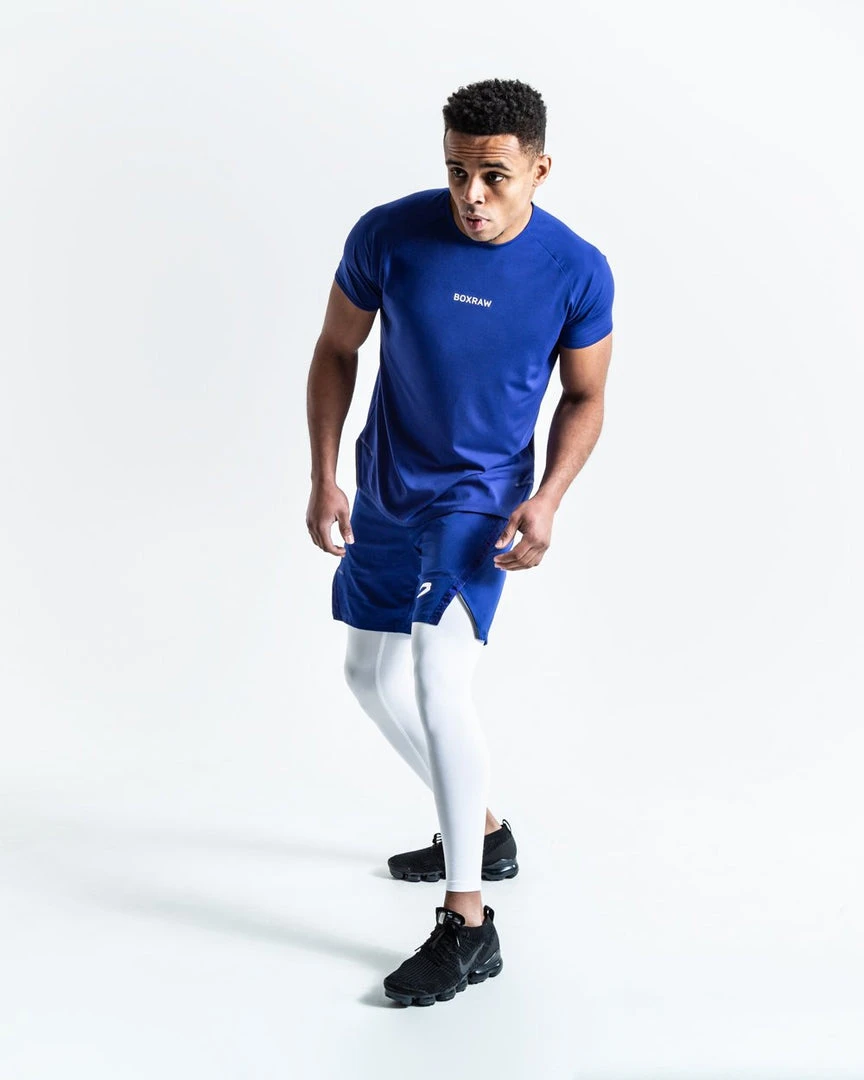BOXRAW Men Pep Shorts (2-In-1 Training Tights) - Blue/White 2 BOXRAW Men Pep Shorts (2-In-1 Training Tights) - Blue/White