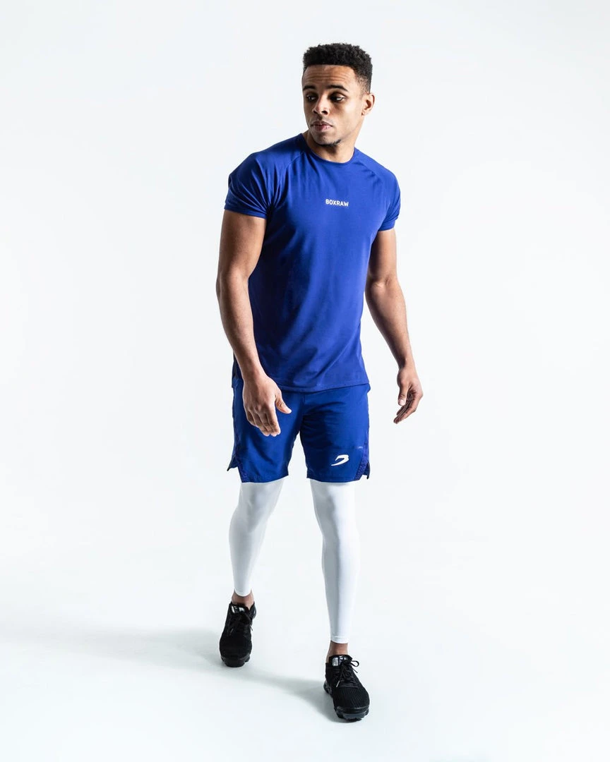 BOXRAW Men Pep Shorts (2-In-1 Training Tights) - Blue/White 7 BOXRAW Men Pep Shorts (2-In-1 Training Tights) - Blue/White
