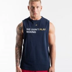 BOXRAW Men We Don't Play Boxing Muscle Tank - Navy Clothing