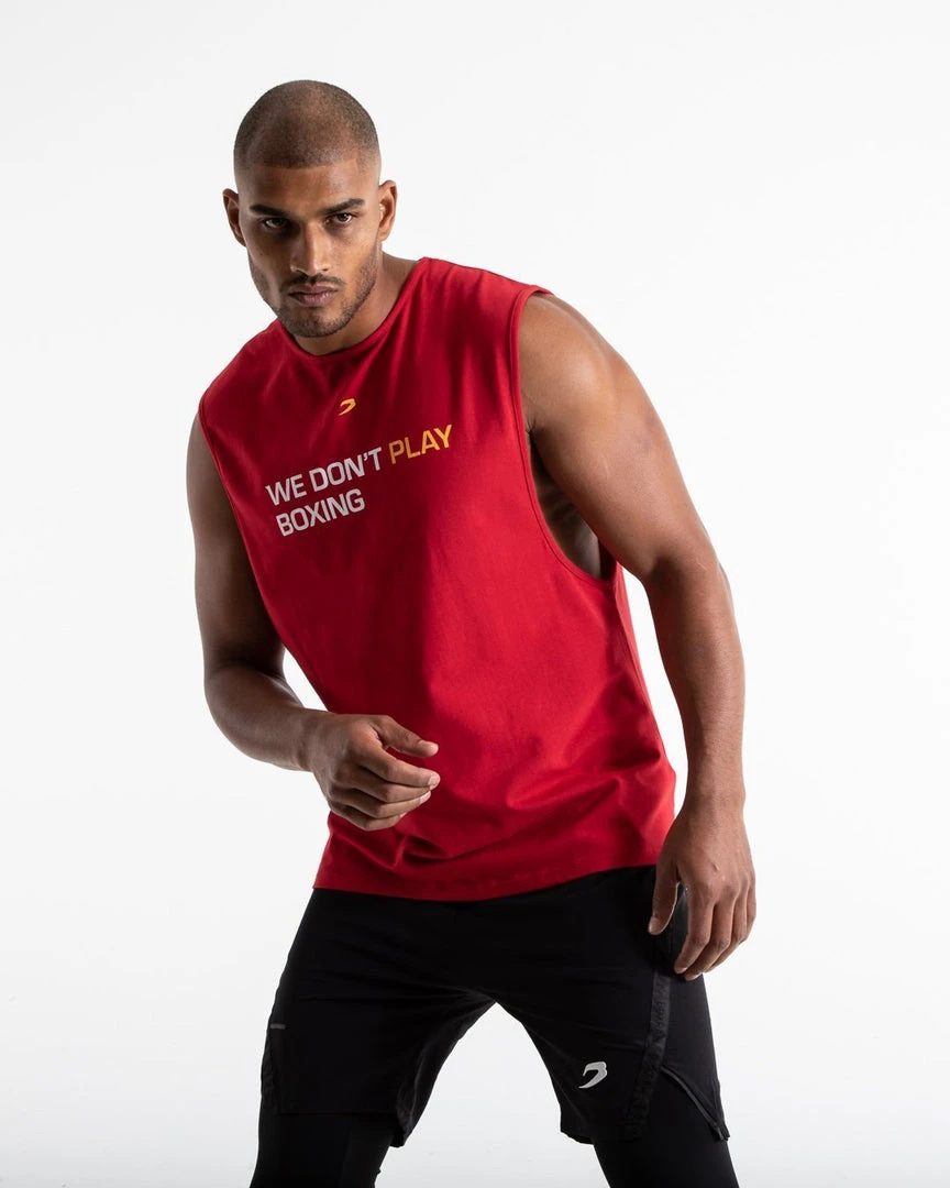BOXRAW Men Clothing We Don't Play Boxing Muscle Tank - Red 1 BOXRAW Men Clothing We Don't Play Boxing Muscle Tank - Red
