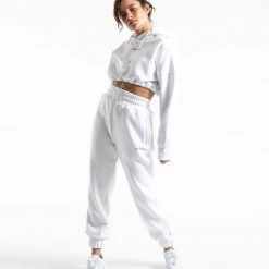BOXRAW Women Johnson Cropped Hoodie - White Clothing