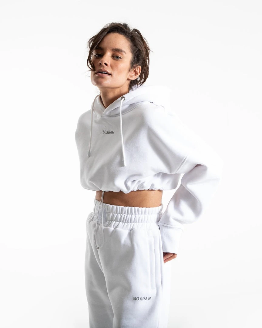 BOXRAW Women Johnson Cropped Hoodie - White Clothing 3 BOXRAW Women Johnson Cropped Hoodie - White Clothing