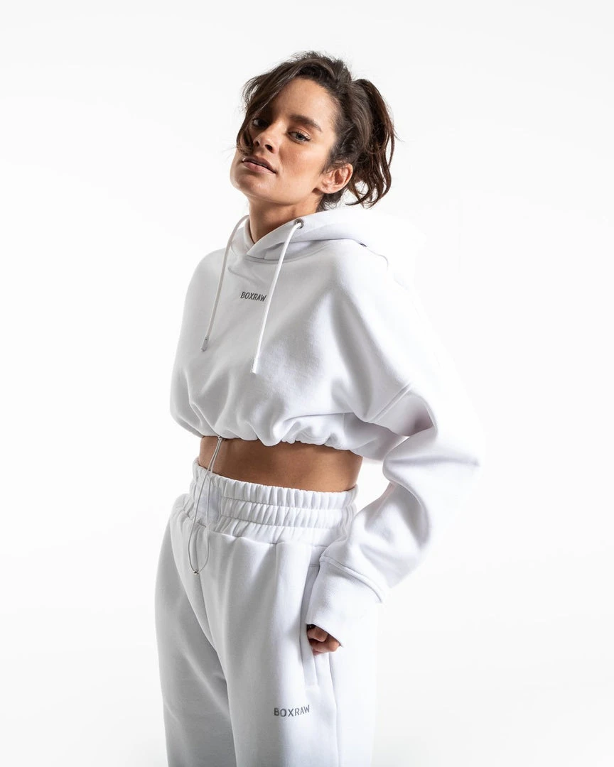 BOXRAW Women Johnson Cropped Hoodie - White Clothing 7 BOXRAW Women Johnson Cropped Hoodie - White Clothing