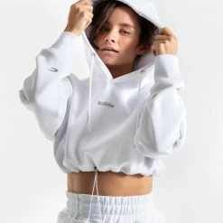 BOXRAW Women Johnson Cropped Hoodie - White Clothing