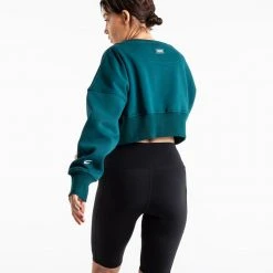 BOXRAW Women Johnson Cropped Sweatshirt - Teal 9 BOXRAW Women Johnson Cropped Sweatshirt - Teal