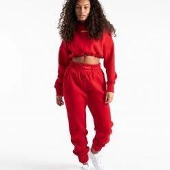 BOXRAW Women Johnson Cropped Hoodie - Red