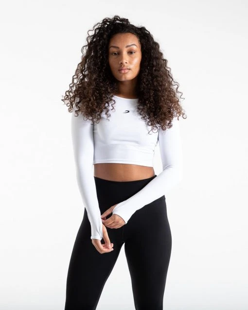 BOXRAW Women Clothing Crop Top Long Sleeve - White 4 BOXRAW Women Clothing Crop Top Long Sleeve - White